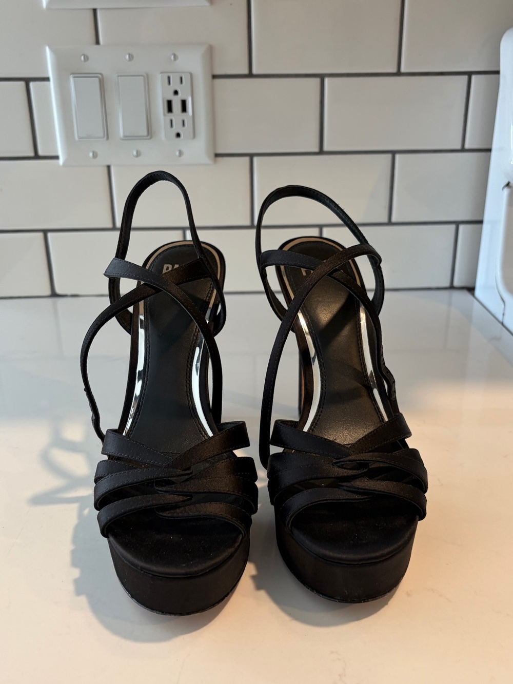 PAIGE Black Strappy Platform Heels - 9.5